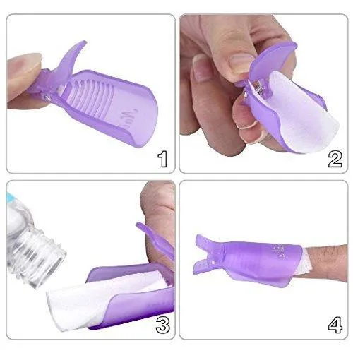 20-Piece Set: Plastic Acrylic Nail Art Soak Off Cap Clip UV Gel Polish Remover Wrap Tool