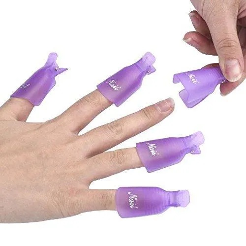 20-Piece Set: Plastic Acrylic Nail Art Soak Off Cap Clip UV Gel Polish Remover Wrap Tool