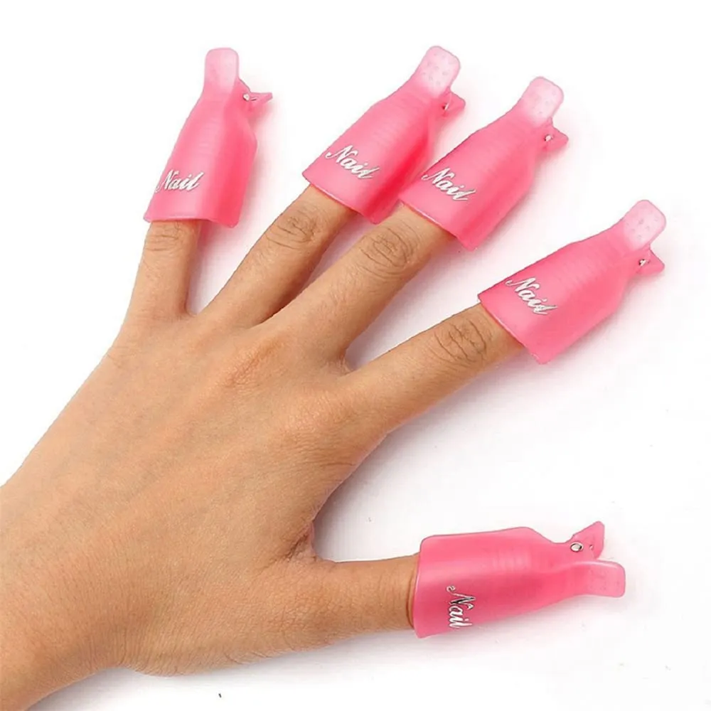 20-Piece Set: Plastic Acrylic Nail Art Soak Off Cap Clip UV Gel Polish Remover Wrap Tool