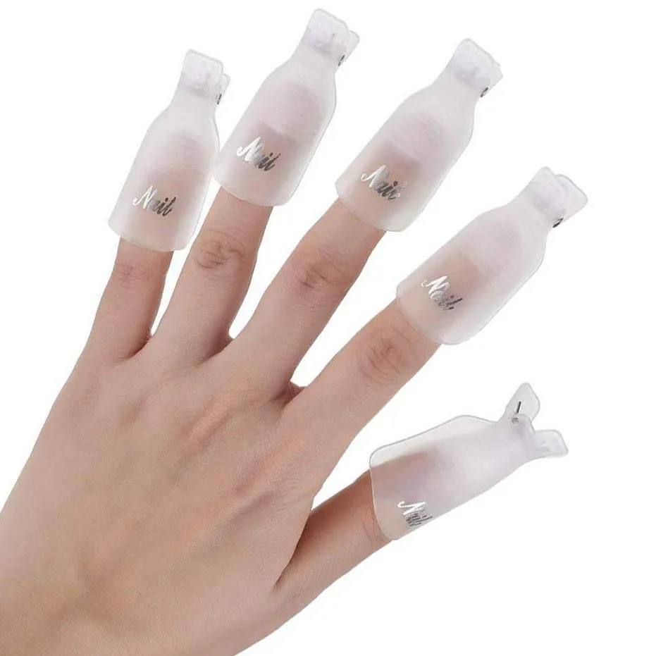 20-Piece Set: Plastic Acrylic Nail Art Soak Off Cap Clip UV Gel Polish Remover Wrap Tool