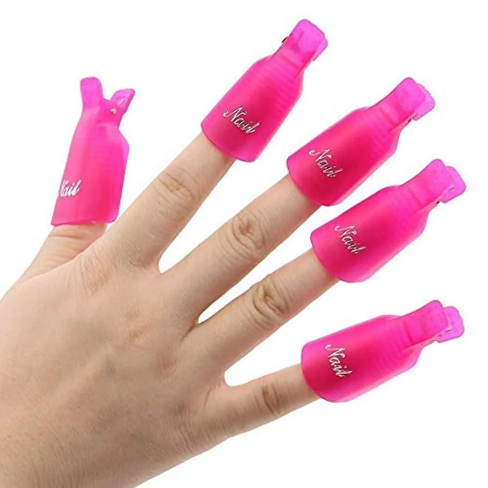 20-Piece Set: Plastic Acrylic Nail Art Soak Off Cap Clip UV Gel Polish Remover Wrap Tool