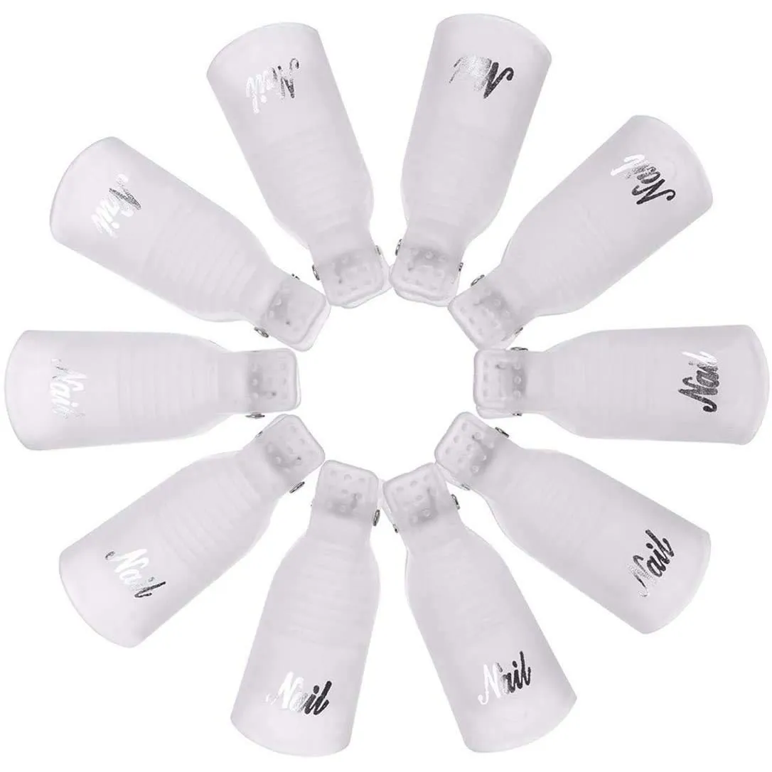 20-Piece Set: Plastic Acrylic Nail Art Soak Off Cap Clip UV Gel Polish Remover Wrap Tool
