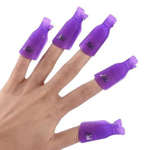 20-Piece Set: Plastic Acrylic Nail Art Soak Off Cap Clip UV Gel Polish Remover Wrap Tool