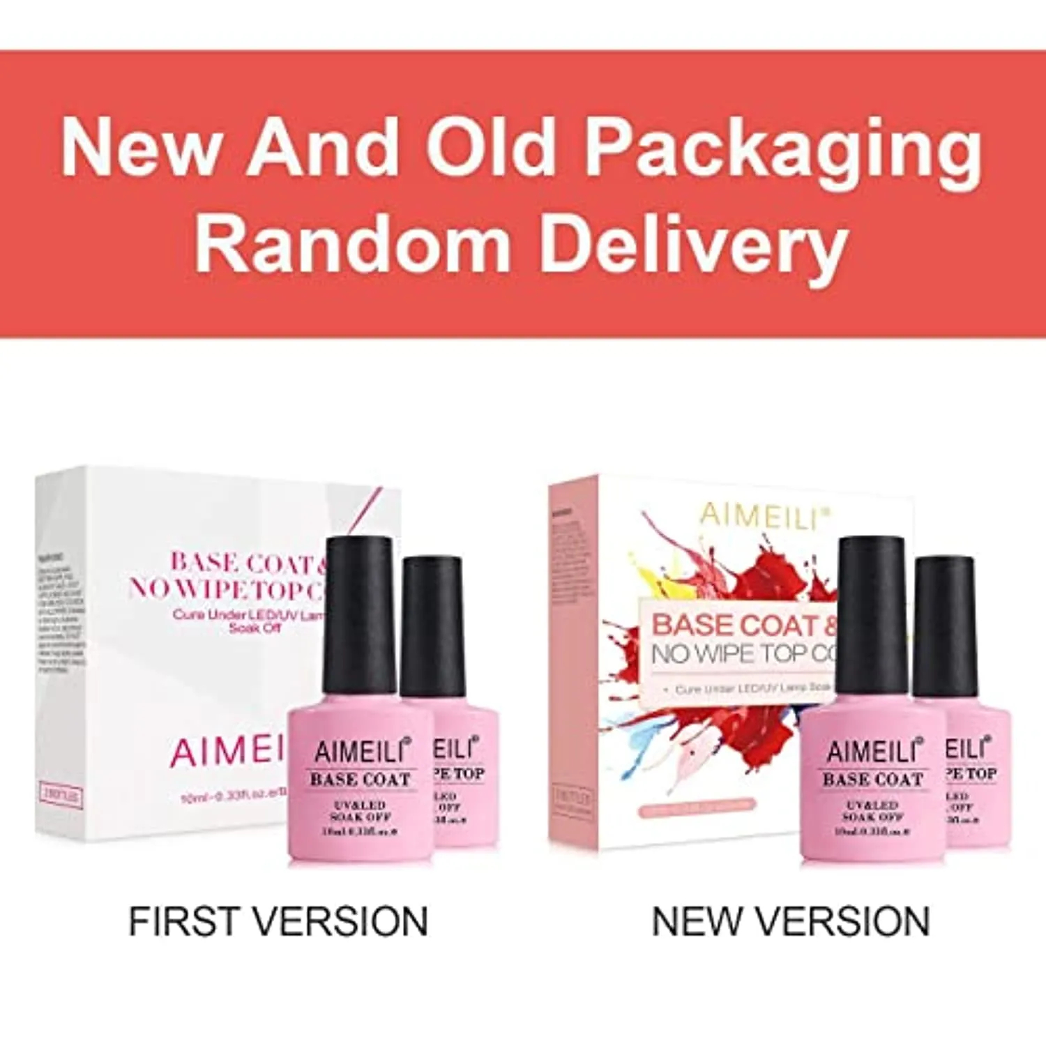 AIMEILI Gel Nail Polish No Wipe Top and Base Coat Set, Shine Finish and Long Lasting, Soak Off Gel Nail Lacquer - 2 x 10ml