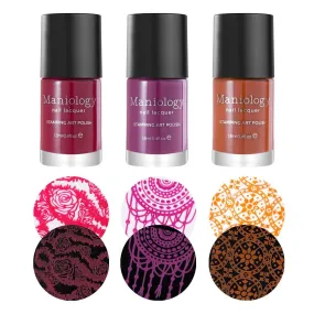 Autumn Blossom: 3-Piece Cream Stamping Art Polish Set