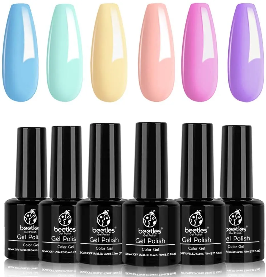 Beetles Gel Nail Polish, Unicorn Collection Pastel Blue Yellow Pink Gel Polish Soak off Baby Blue Yellow Purple Nail Polish Spring into Summer Best Easter Gel Polish Easter Decorations Nail Art Gifts