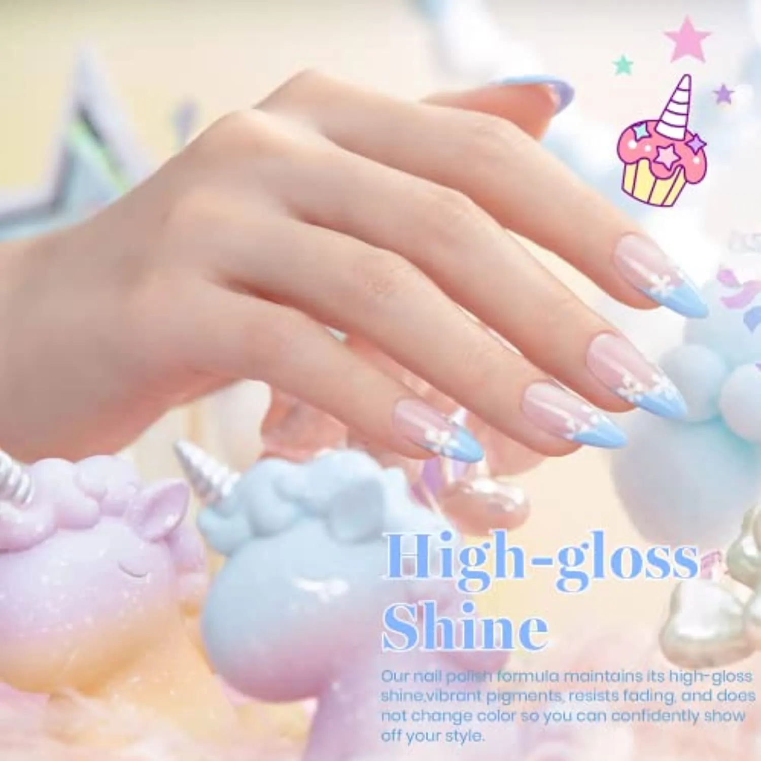 Beetles Gel Nail Polish, Unicorn Collection Pastel Blue Yellow Pink Gel Polish Soak off Baby Blue Yellow Purple Nail Polish Spring into Summer Best Easter Gel Polish Easter Decorations Nail Art Gifts
