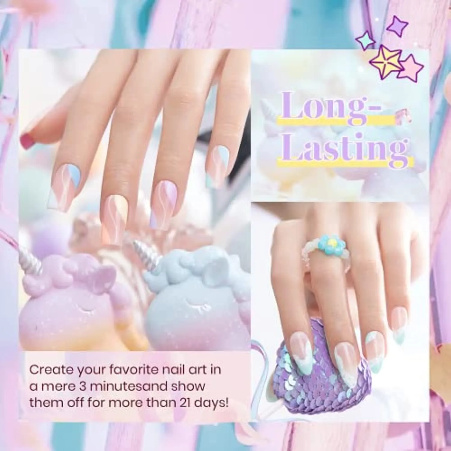 Beetles Gel Nail Polish, Unicorn Collection Pastel Blue Yellow Pink Gel Polish Soak off Baby Blue Yellow Purple Nail Polish Spring into Summer Best Easter Gel Polish Easter Decorations Nail Art Gifts