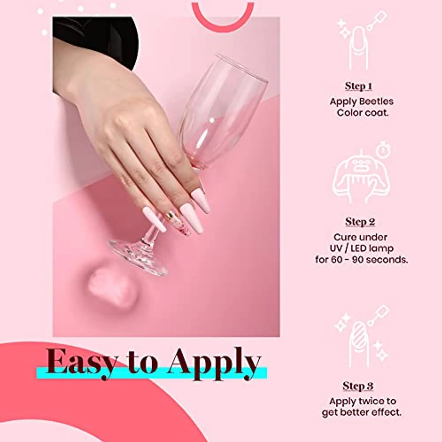 Beetles Gel Polish, 15ml Barely Pink Color Gel Polish Soak Off LED Nail Lamp Gel Polish Nail Art DIY Home Manicure Salon Gel 0.5OZ Easter Nails