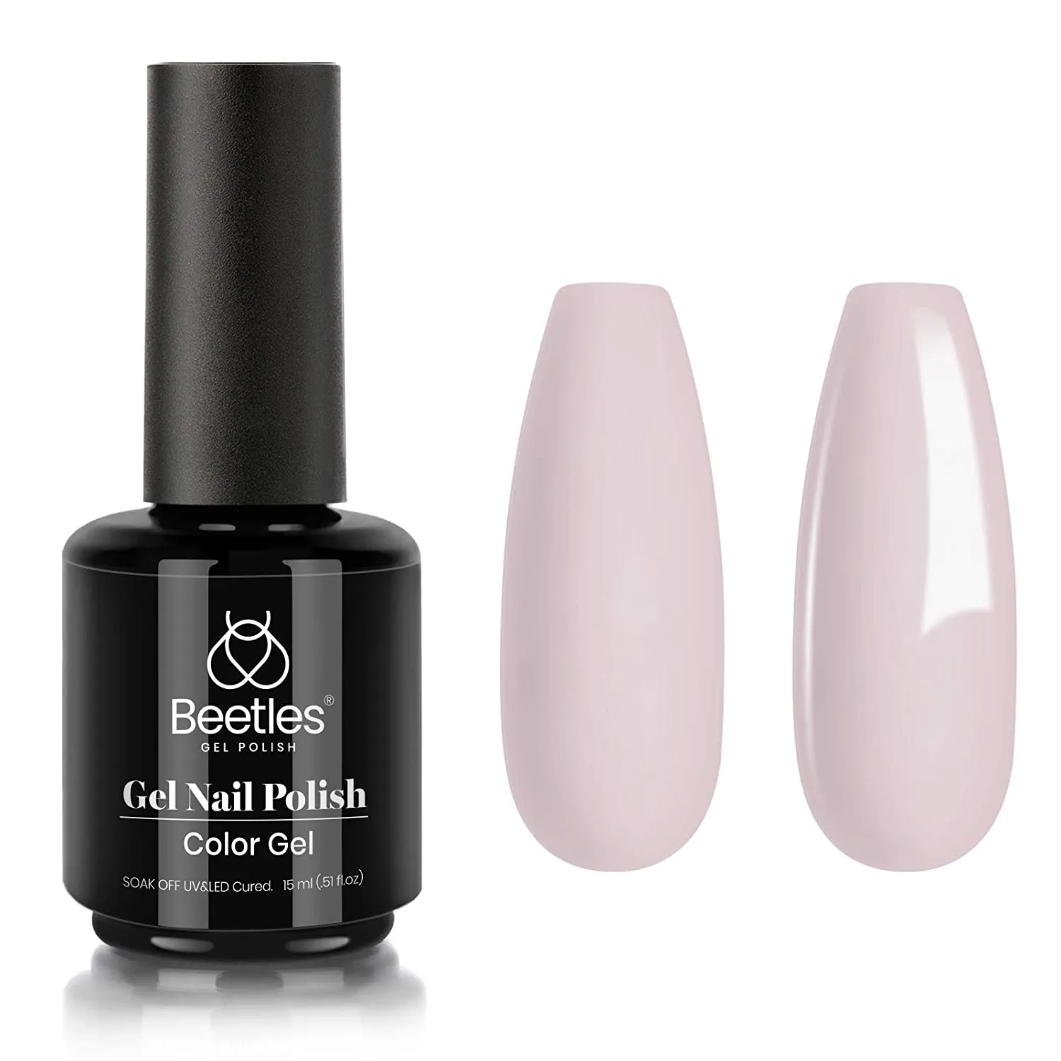 Beetles Gel Polish, 15ml Barely Pink Color Gel Polish Soak Off LED Nail Lamp Gel Polish Nail Art DIY Home Manicure Salon Gel 0.5OZ Easter Nails