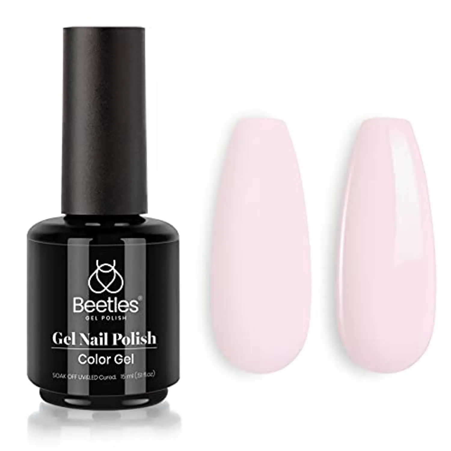 Beetles Gel Polish, 15ml Barely Pink Color Gel Polish Soak Off LED Nail Lamp Gel Polish Nail Art DIY Home Manicure Salon Gel 0.5OZ Easter Nails