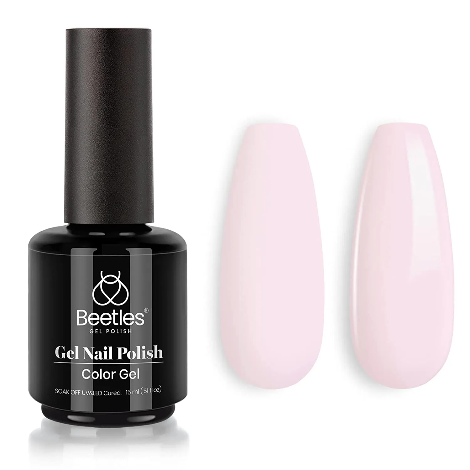Beetles Gel Polish, 15ml Barely Pink Color Gel Polish Soak Off LED Nail Lamp Gel Polish Nail Art DIY Home Manicure Salon Gel 0.5OZ Easter Nails