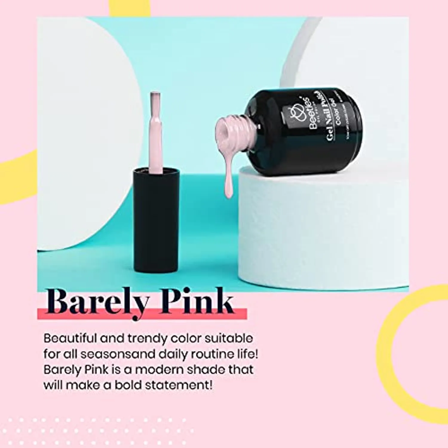 Beetles Gel Polish, 15ml Barely Pink Color Gel Polish Soak Off LED Nail Lamp Gel Polish Nail Art DIY Home Manicure Salon Gel 0.5OZ Easter Nails