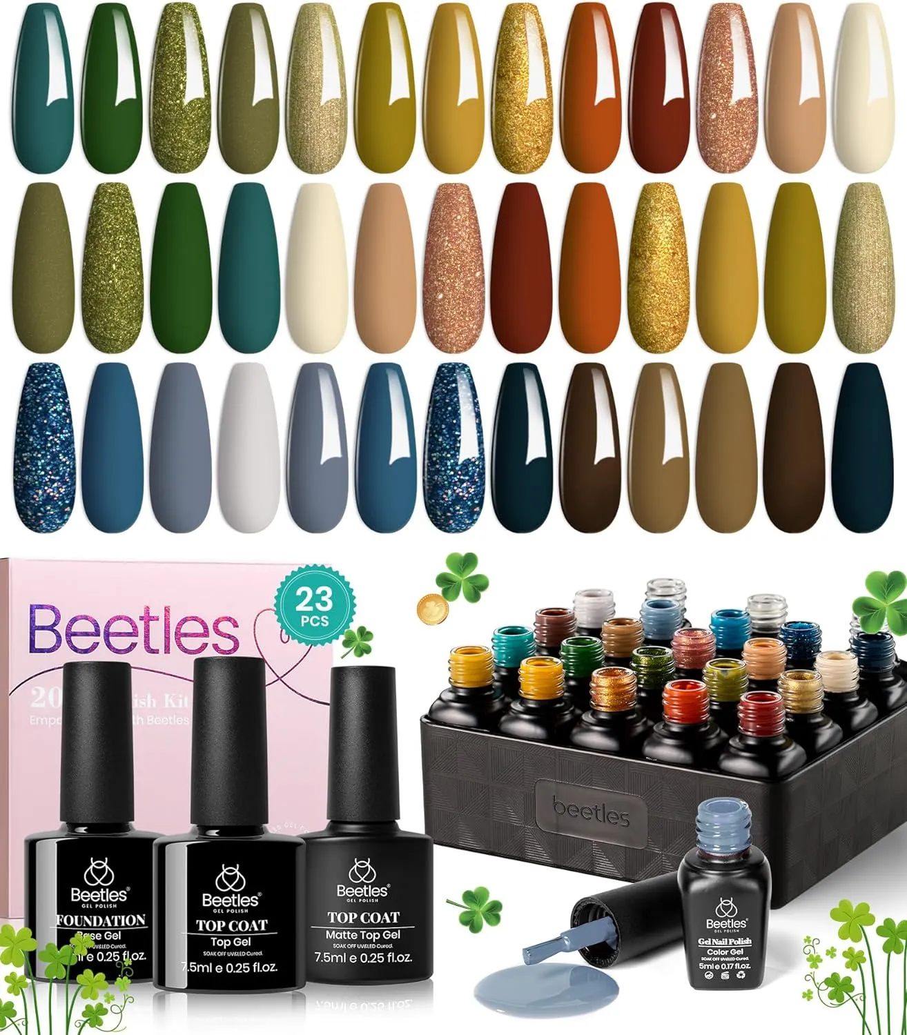 beetles Gel Polish Gel Polish Nail Set 36 Colors Floral Rhapsody Collection Pastel Bright Girly Sparkle Glitter Lacquer with 3Pcs Base Matte and Glossy Top Soak off Uv Lamp All Seasons for Women Valentine