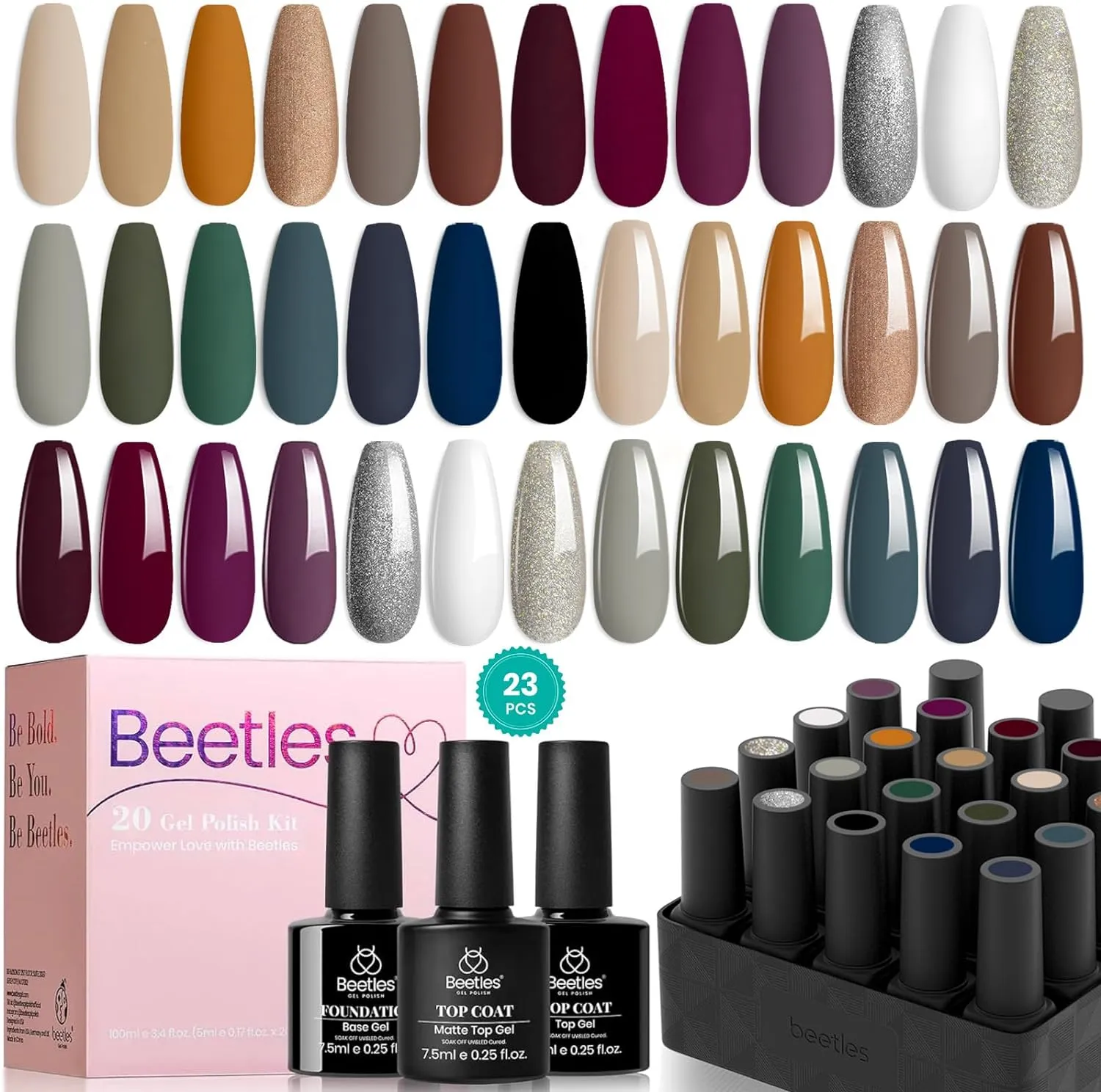 beetles Gel Polish Gel Polish Nail Set 36 Colors Floral Rhapsody Collection Pastel Bright Girly Sparkle Glitter Lacquer with 3Pcs Base Matte and Glossy Top Soak off Uv Lamp All Seasons for Women Valentine