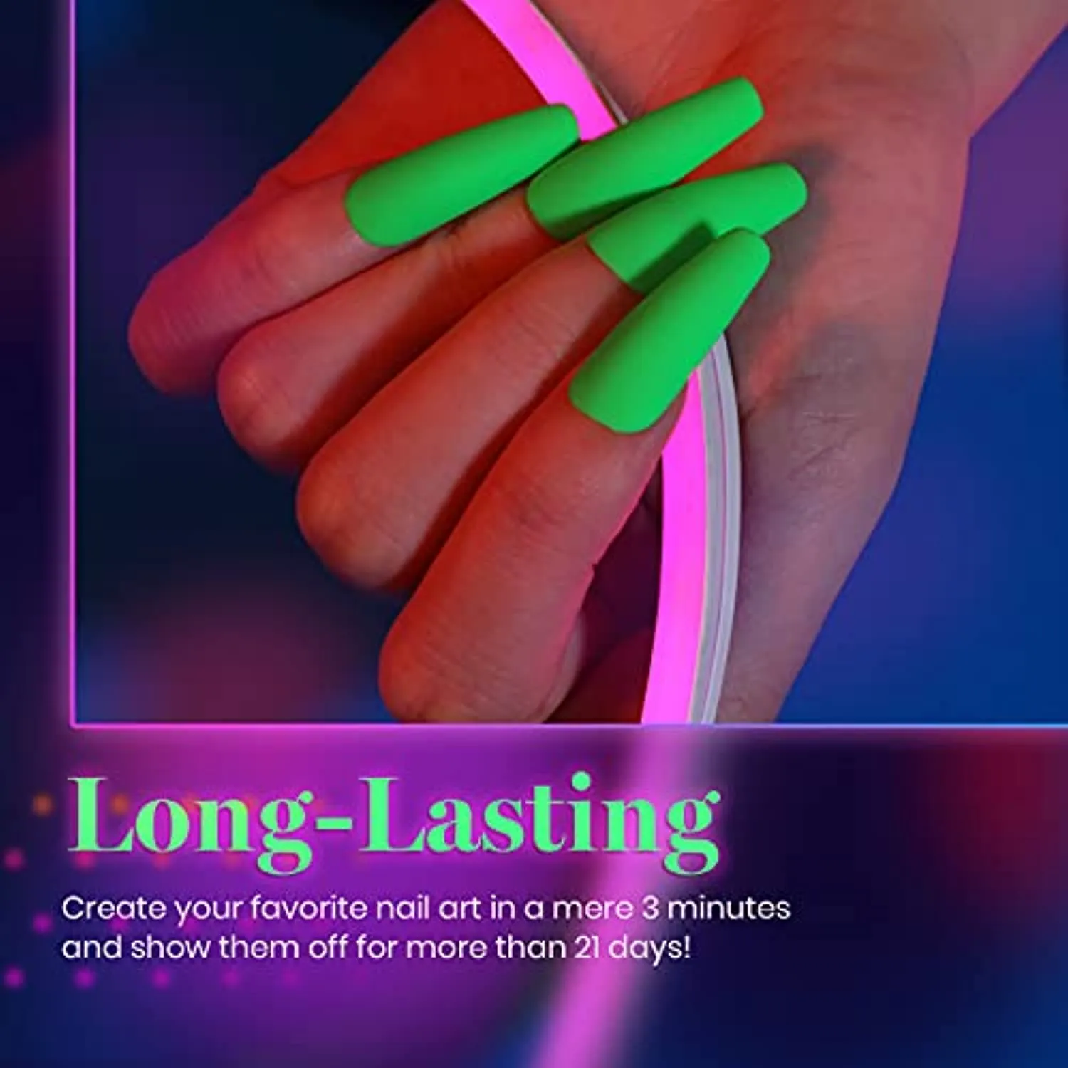 Beetles Neon Gel Nail Polish Set, Neon Orange Hot Pink Blue Yellow Green Purple 6 Colors Soak Off LED Gel Nail Kit, 7.5ml Each Bottle