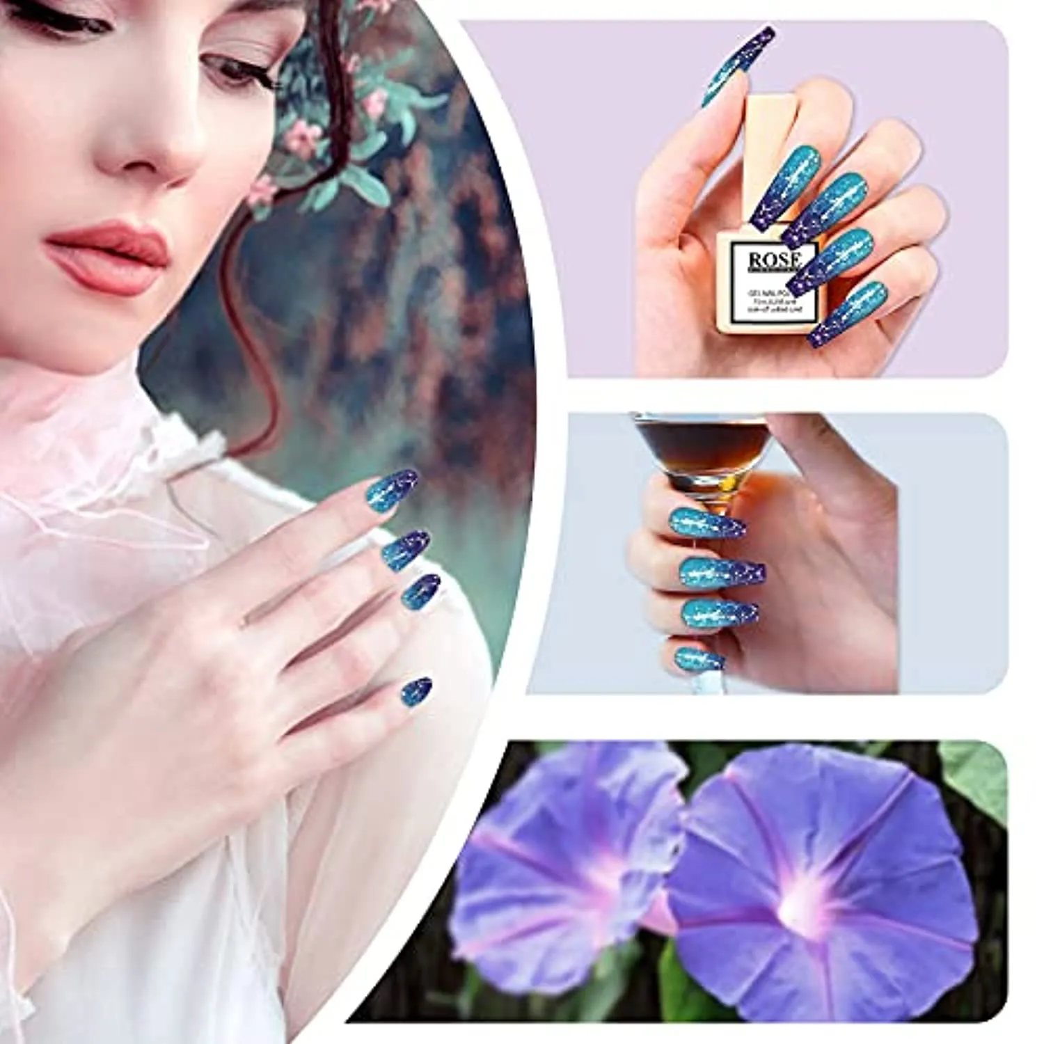 Color Changing Gel Nail Polish - Soak Off Gel Polish Kit Set Temperature Change Glitter Nail Polish Gel Collection Starter Manicure Gift for Women, Long Lasting, ZYRAH ROSE 6 Colors 7.5ml