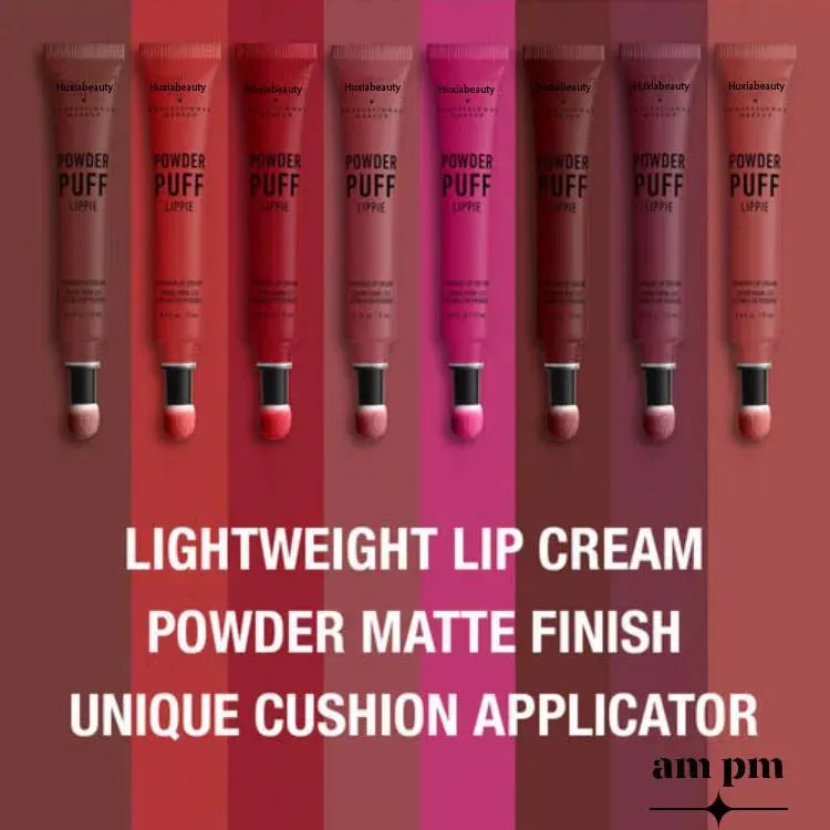 Huxiabeauty Pack Of 4 MAKEUP Powder Puff Lippie Lip Cream, Liquid Lipstick Makeup Moody Shade For Girls And Women R1288 8g