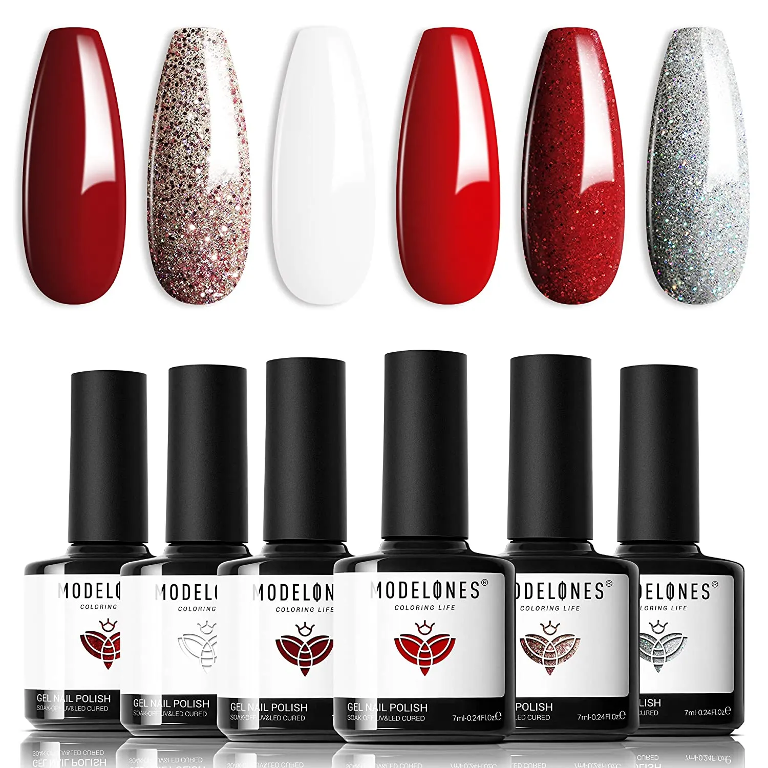 Modelones Color Changing Gel Nail Polish Kit - 6 Colors Spring Limited Edition 10ml Glitter Mood Temperature Change Gel Nail Polish Set Soak Off Gel Polish Nail Art Manicure DIY Salon Gift for Women