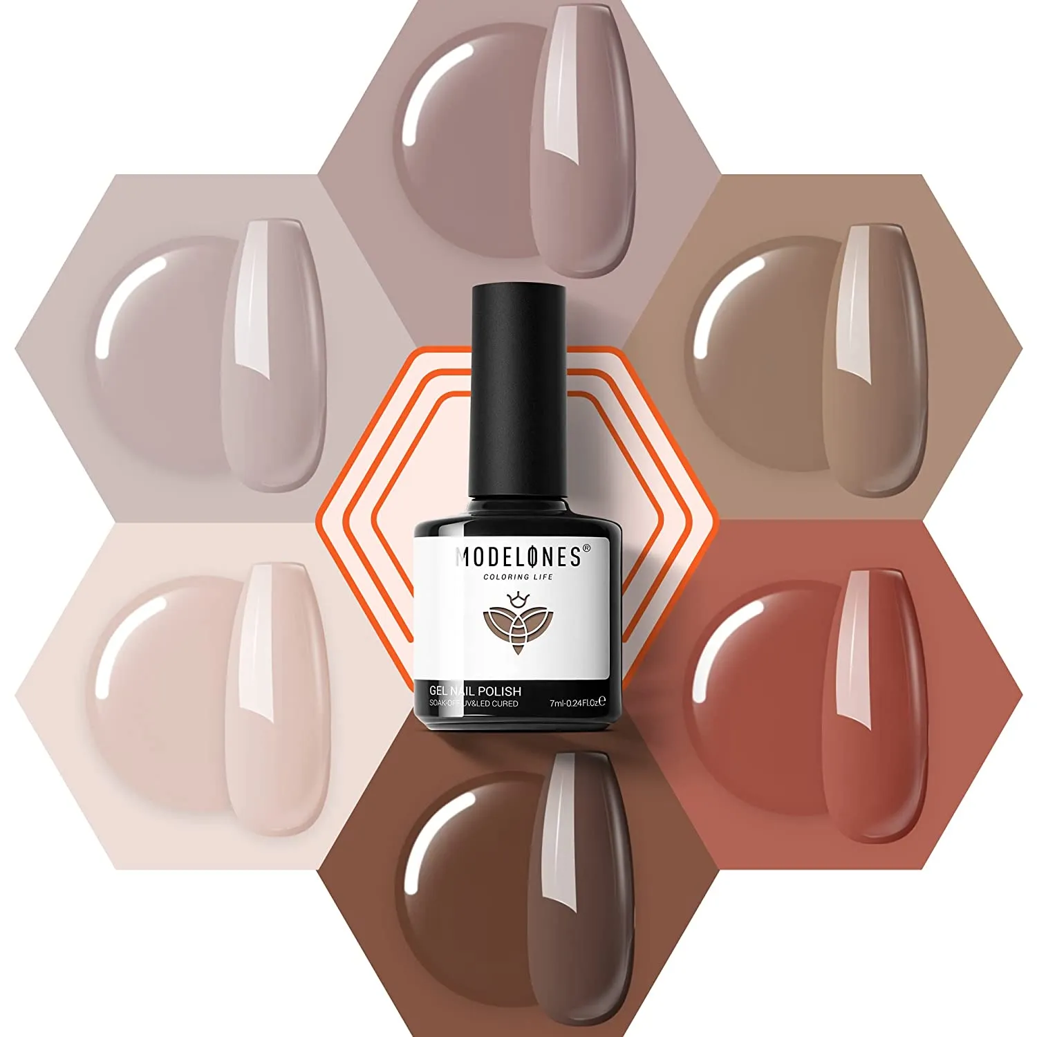 Modelones Gel Nail Polish Set- 6 Colors Nude Gel Polish All Seasons Skin Tones Pink Neutral Brown Gel Polish Kit, Soak Off LED Gel Nail Kit Manicure DIY Nail Art Home Salon Easter Gifts for Women Mom