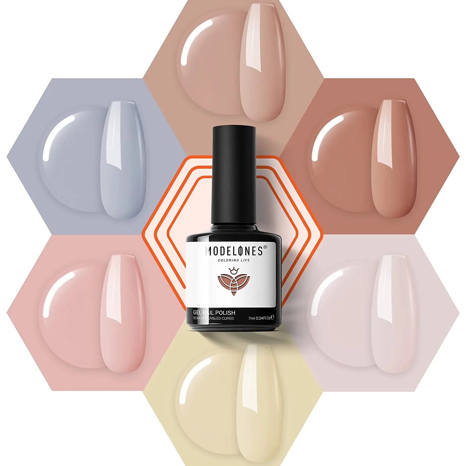 Modelones Gel Nail Polish Set- 6 Colors Nude Gel Polish All Seasons Skin Tones Pink Neutral Brown Gel Polish Kit, Soak Off LED Gel Nail Kit Manicure DIY Nail Art Home Salon Easter Gifts for Women Mom