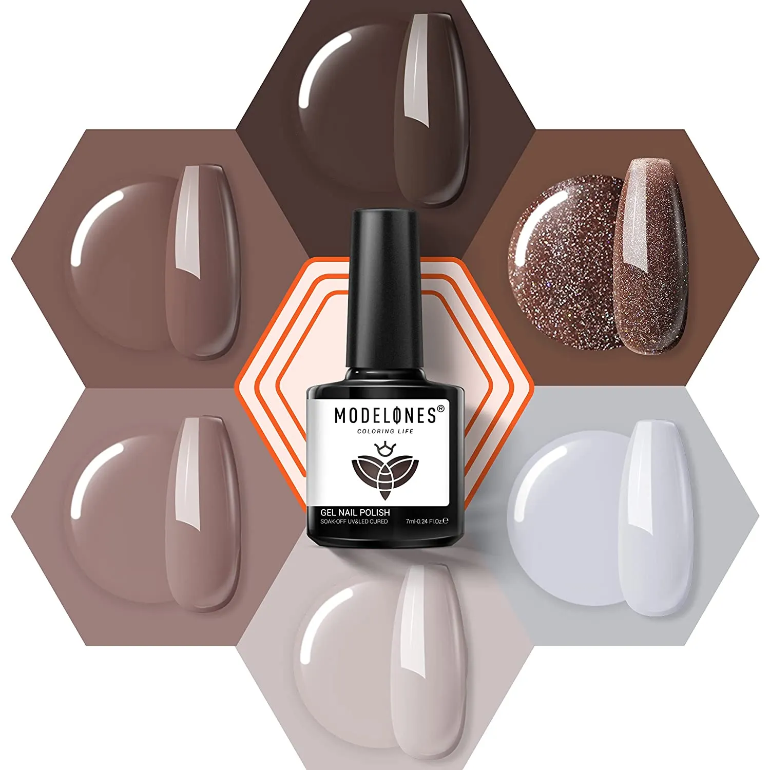 Modelones Gel Nail Polish Set- 6 Colors Nude Gel Polish All Seasons Skin Tones Pink Neutral Brown Gel Polish Kit, Soak Off LED Gel Nail Kit Manicure DIY Nail Art Home Salon Easter Gifts for Women Mom