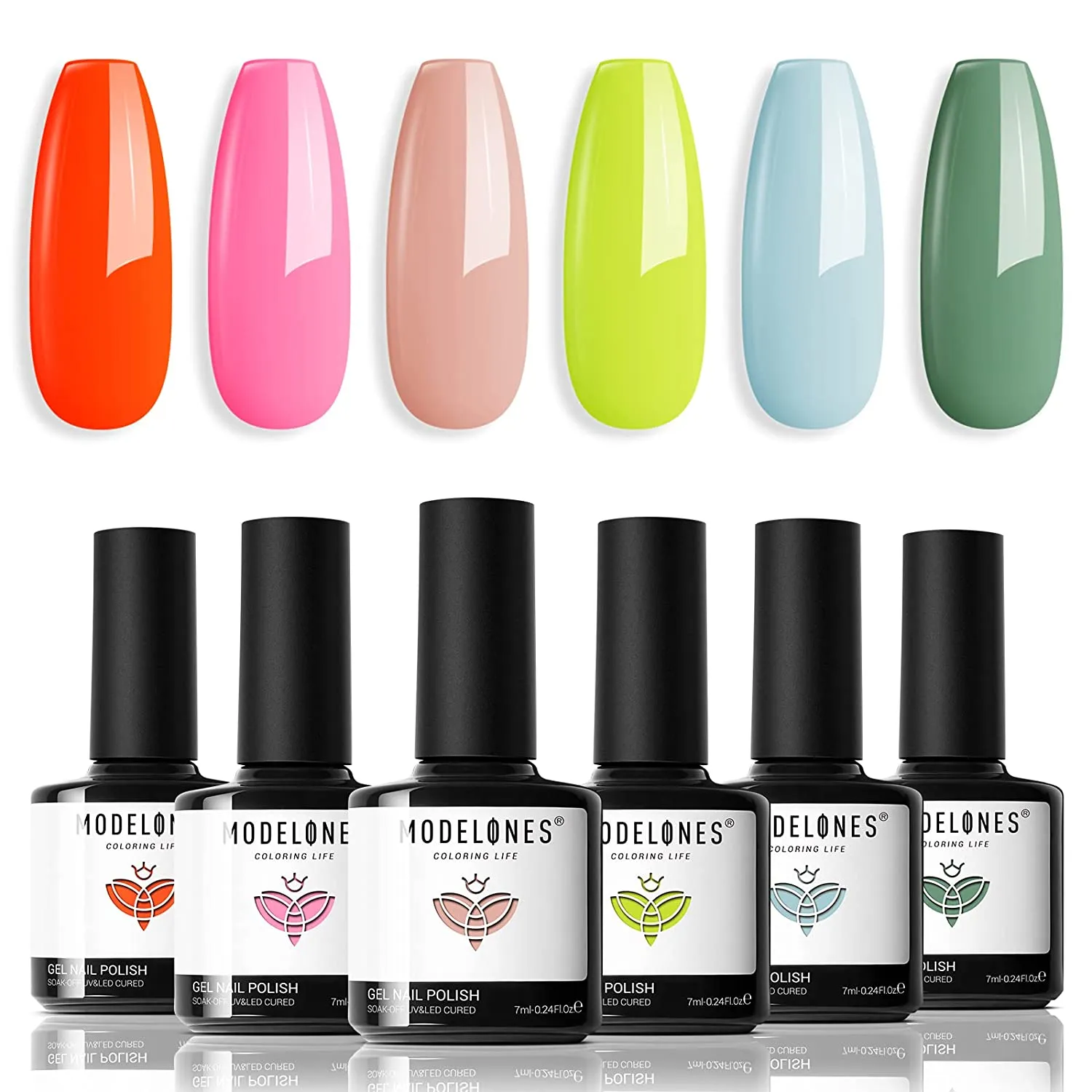 Modelones Gel Nail Polish Set- 6 Colors Nude Gel Polish All Seasons Skin Tones Pink Neutral Brown Gel Polish Kit, Soak Off LED Gel Nail Kit Manicure DIY Nail Art Home Salon Easter Gifts for Women Mom