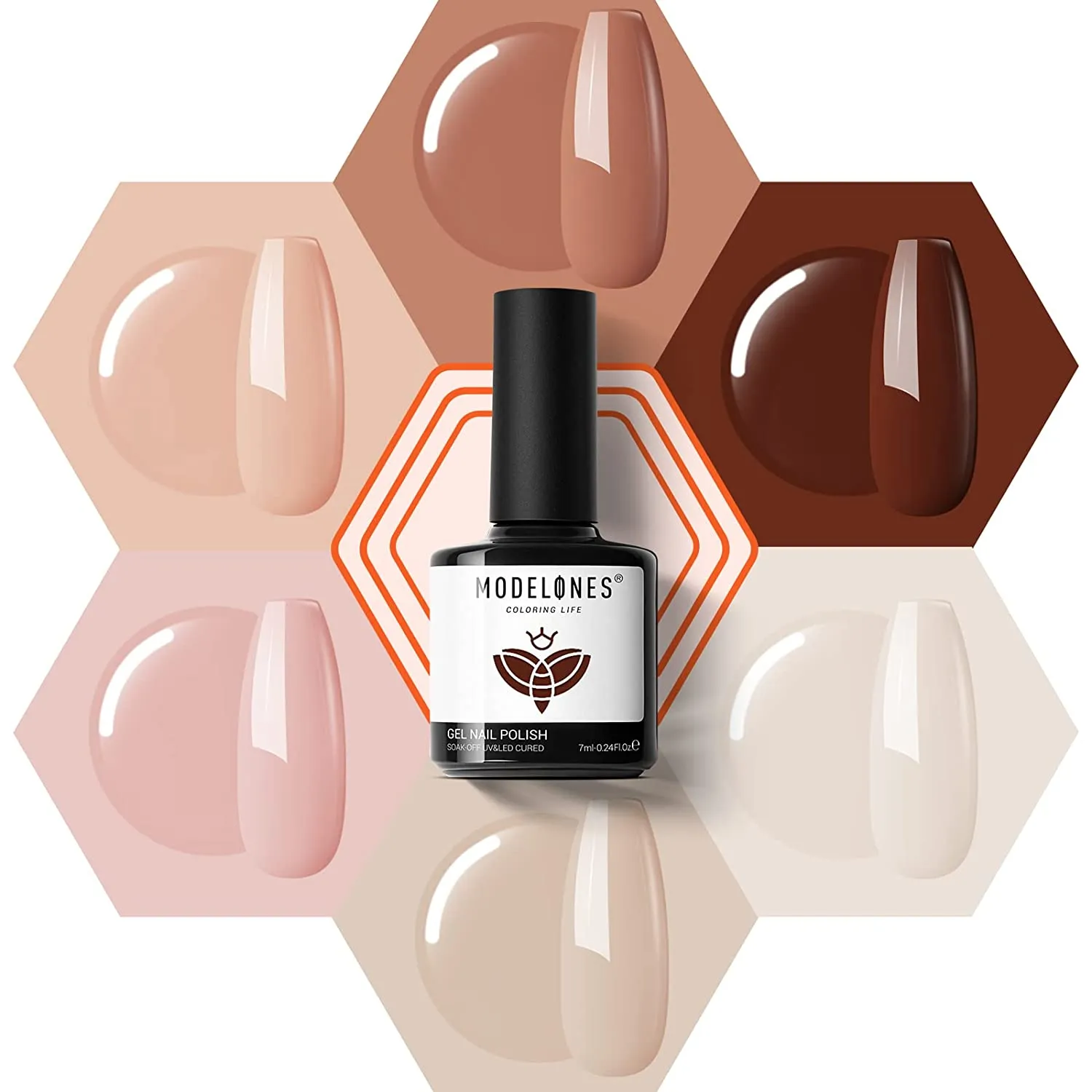 Modelones Gel Nail Polish Set- 6 Colors Nude Gel Polish All Seasons Skin Tones Pink Neutral Brown Gel Polish Kit, Soak Off LED Gel Nail Kit Manicure DIY Nail Art Home Salon Easter Gifts for Women Mom