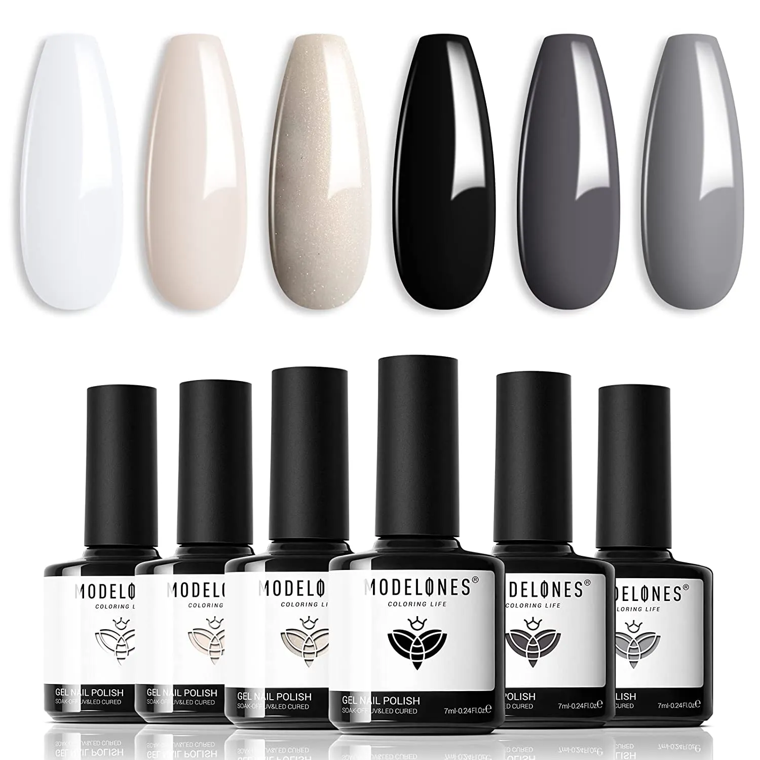 Modelones Gel Nail Polish Set- 6 Colors Nude Gel Polish All Seasons Skin Tones Pink Neutral Brown Gel Polish Kit, Soak Off LED Gel Nail Kit Manicure DIY Nail Art Home Salon Easter Gifts for Women Mom