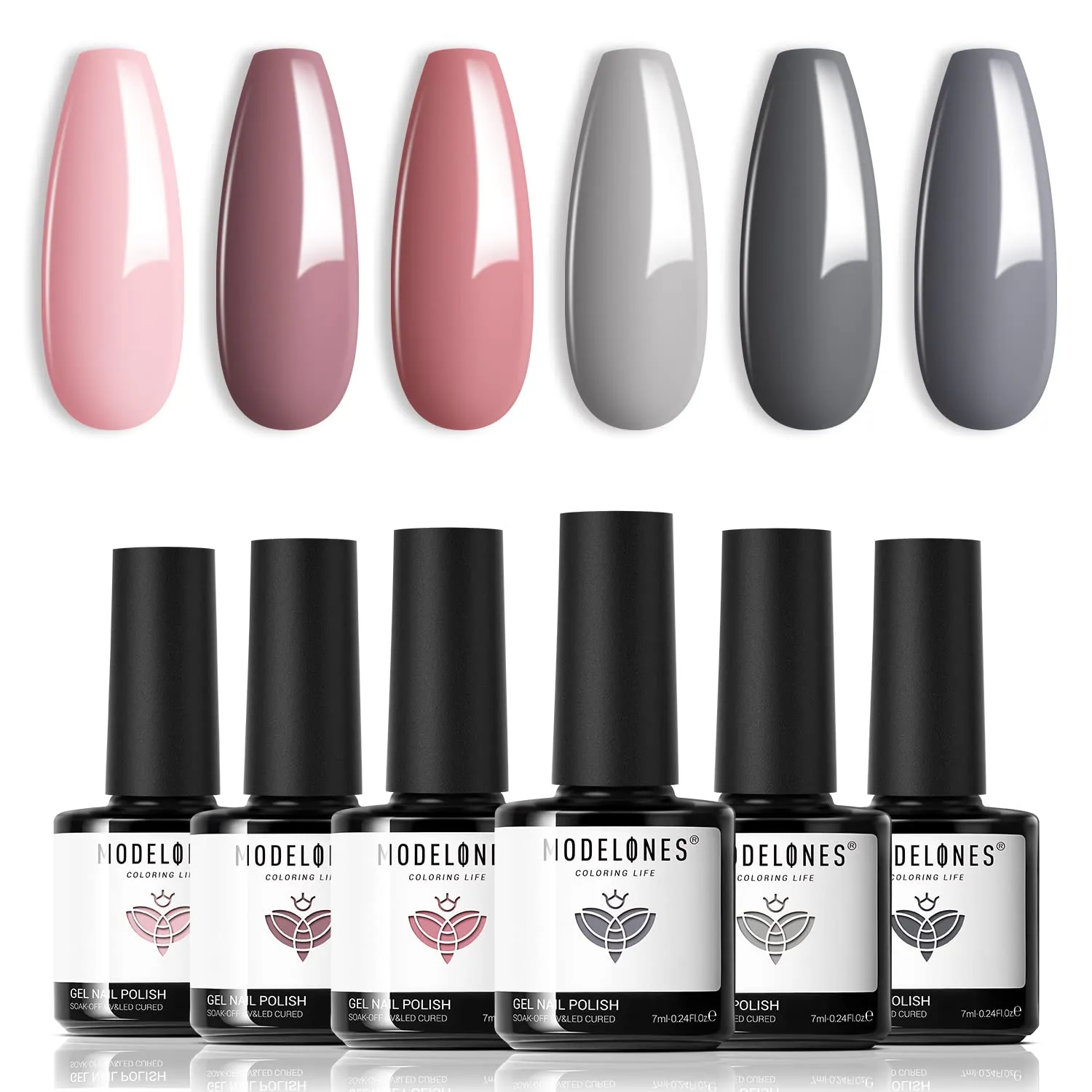 Modelones Gel Nail Polish Set- 6 Colors Nude Gel Polish All Seasons Skin Tones Pink Neutral Brown Gel Polish Kit, Soak Off LED Gel Nail Kit Manicure DIY Nail Art Home Salon Easter Gifts for Women Mom