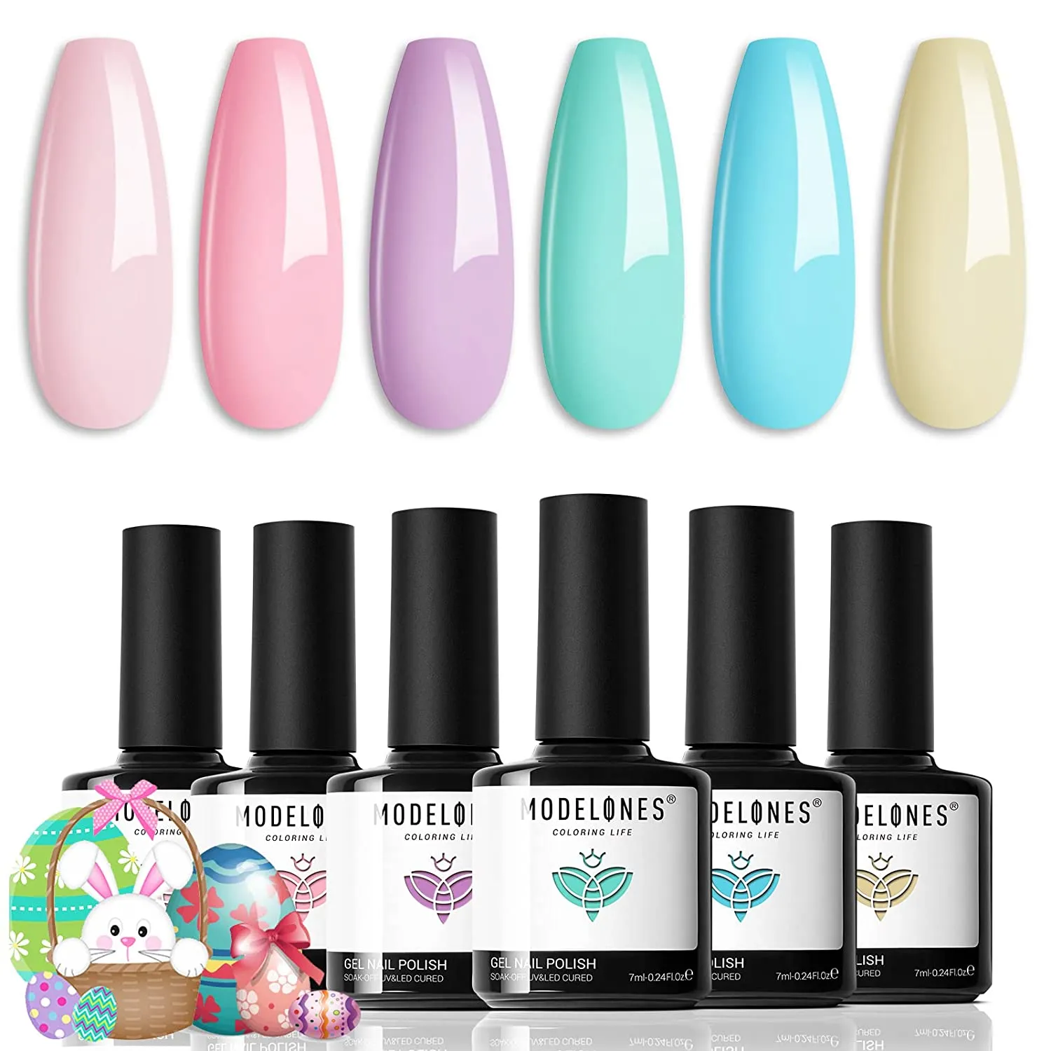 Modelones Gel Nail Polish Set- 6 Colors Nude Gel Polish All Seasons Skin Tones Pink Neutral Brown Gel Polish Kit, Soak Off LED Gel Nail Kit Manicure DIY Nail Art Home Salon Easter Gifts for Women Mom