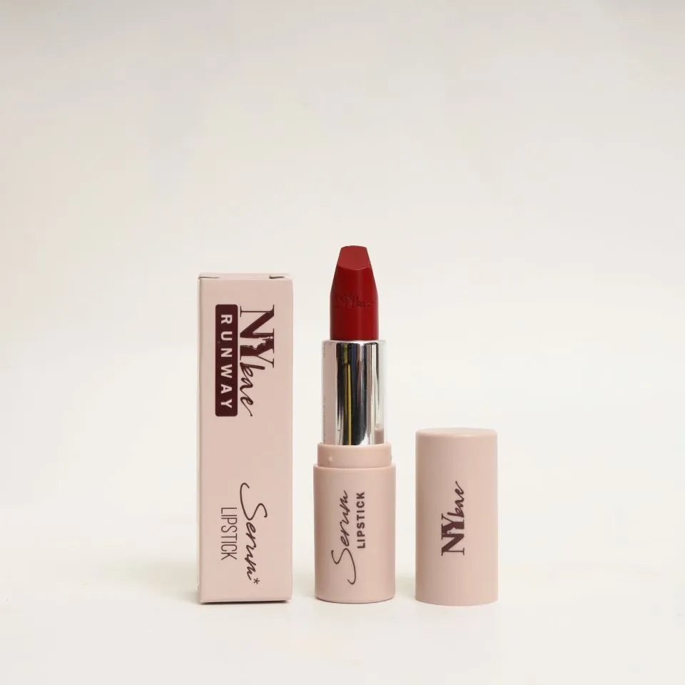 NY Bae Runway Serum Lipstick - Cherry Lake 10 (4.8 g) | Red | Highly Pigmented | Vitamin E & Fruit Oils | Lightweight | Non-Drying