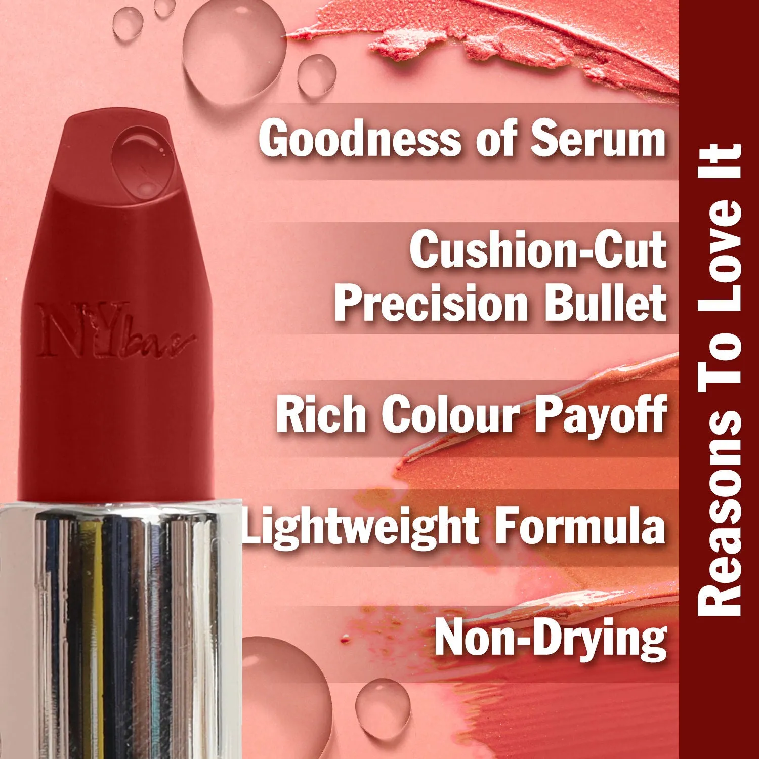 NY Bae Runway Serum Lipstick - Cherry Lake 10 (4.8 g) | Red | Highly Pigmented | Vitamin E & Fruit Oils | Lightweight | Non-Drying