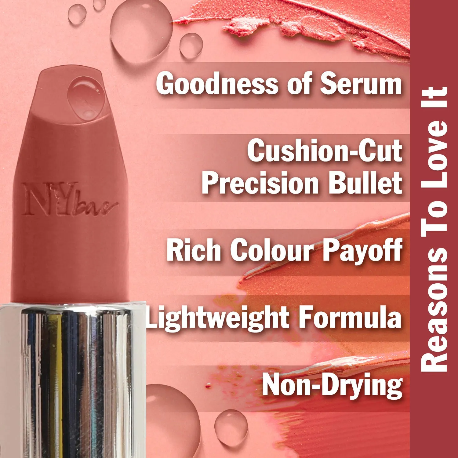 NY Bae Runway Serum Lipstick - Rosewood Falls 05 (4.8 g) | Pink | Highly Pigmented | Vitamin E & Fruit Oils | Lightweight | Non-Drying