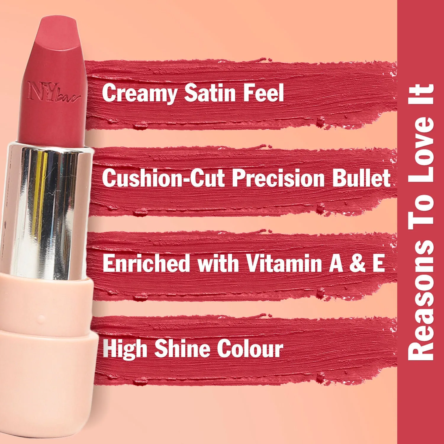 NY Bae Satin Matte Lipstick - Romantic Rose 03 | Pink | Creamy Satin Finish | High Shine Colour | Hydrating | Long-Lasting | Weightless