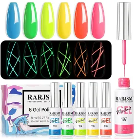 RARJSM Painted Gel Nail Polish Set, Line Art Gel 12 Colors Neon Pink Yellow Green Glitter Sliver Gold Nail Art Painting Gel Manicure Tools DIY Drawing Nail Gel for Line UV LED Required
