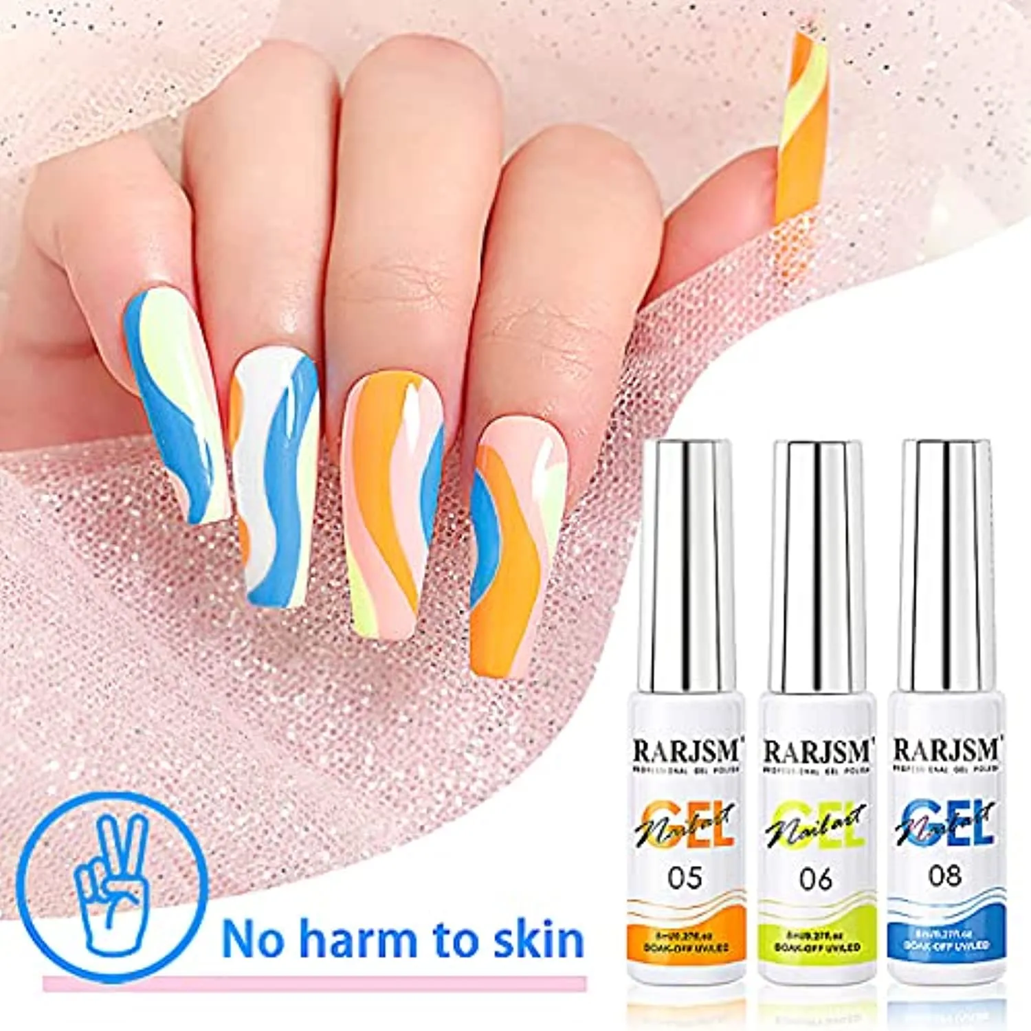 RARJSM Painted Gel Nail Polish Set, Line Art Gel 12 Colors Neon Pink Yellow Green Glitter Sliver Gold Nail Art Painting Gel Manicure Tools DIY Drawing Nail Gel for Line UV LED Required