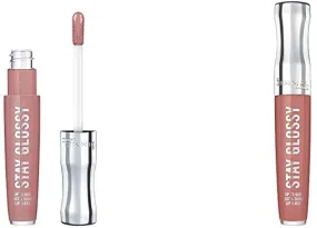 Rimmel Stay Glossy Lipgloss, Blushing Belgraves, 0.18 Fl Oz (Pack of 1) & Rimmel Stay Glossy Lip Gloss, Bare Minimum, Pack of 1