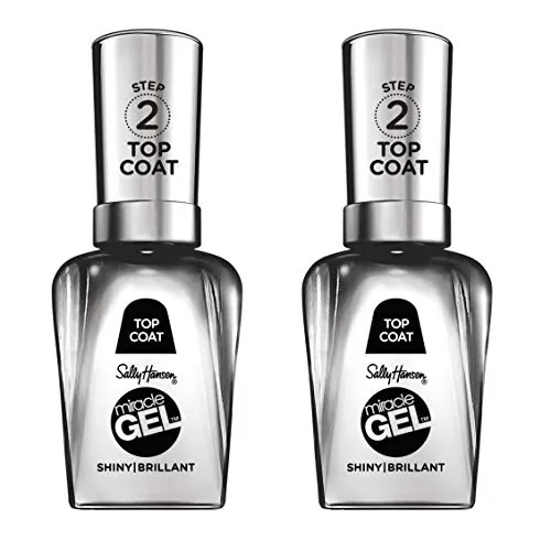 Sally Hansen Miracle Gel Nail Polish Shiny Top Coat, 101 Miracle Gel 3.0 Shiny Top Coat, 0.5 Fl Ounce