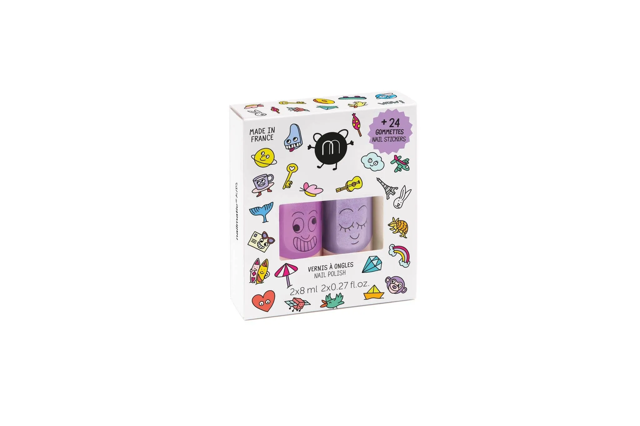 Set: 2 nail polishes   1 nail sticker: Pop