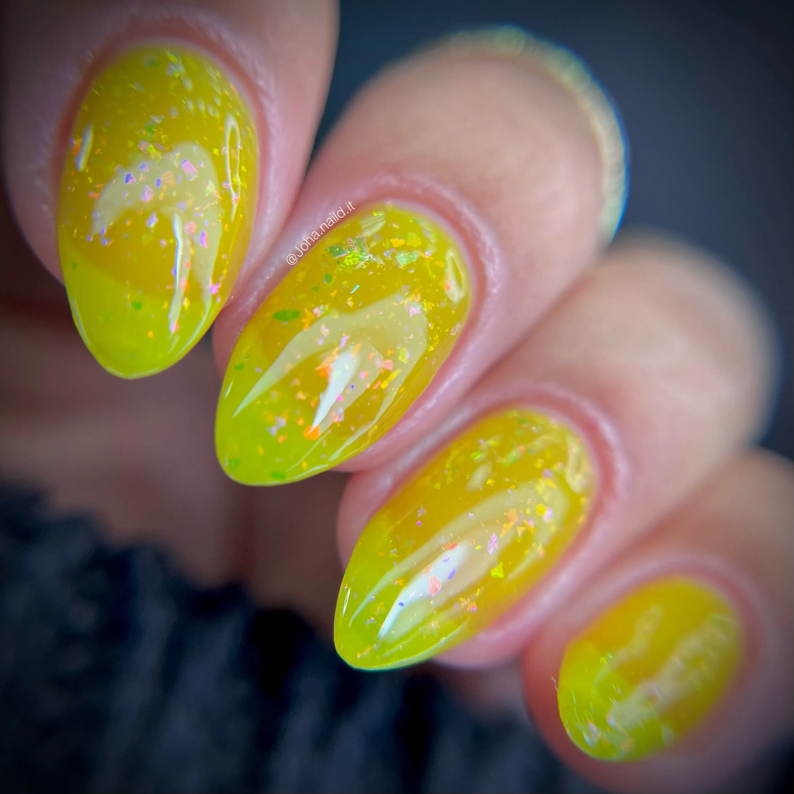 Songbird: Yellow Canary (P144) - Yellow Jelly Flakies Nail Polish