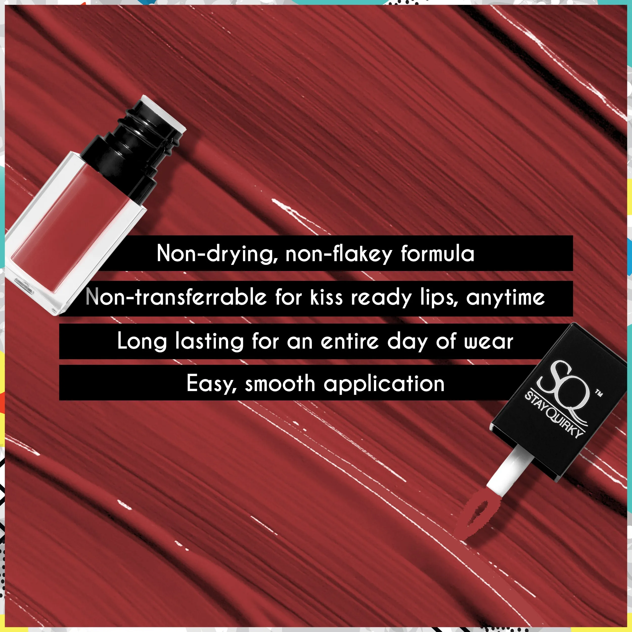 Stay Quirky Kiss and Tell Pocket Sized Moisturizing Liquid Lipstick Brown - Rebel Mode 15 | Highly Pigmented | Non-drying | Long Lasting | Easy Application | Water Resistant | Transferproof | Smudgeproof (2.8 ml)