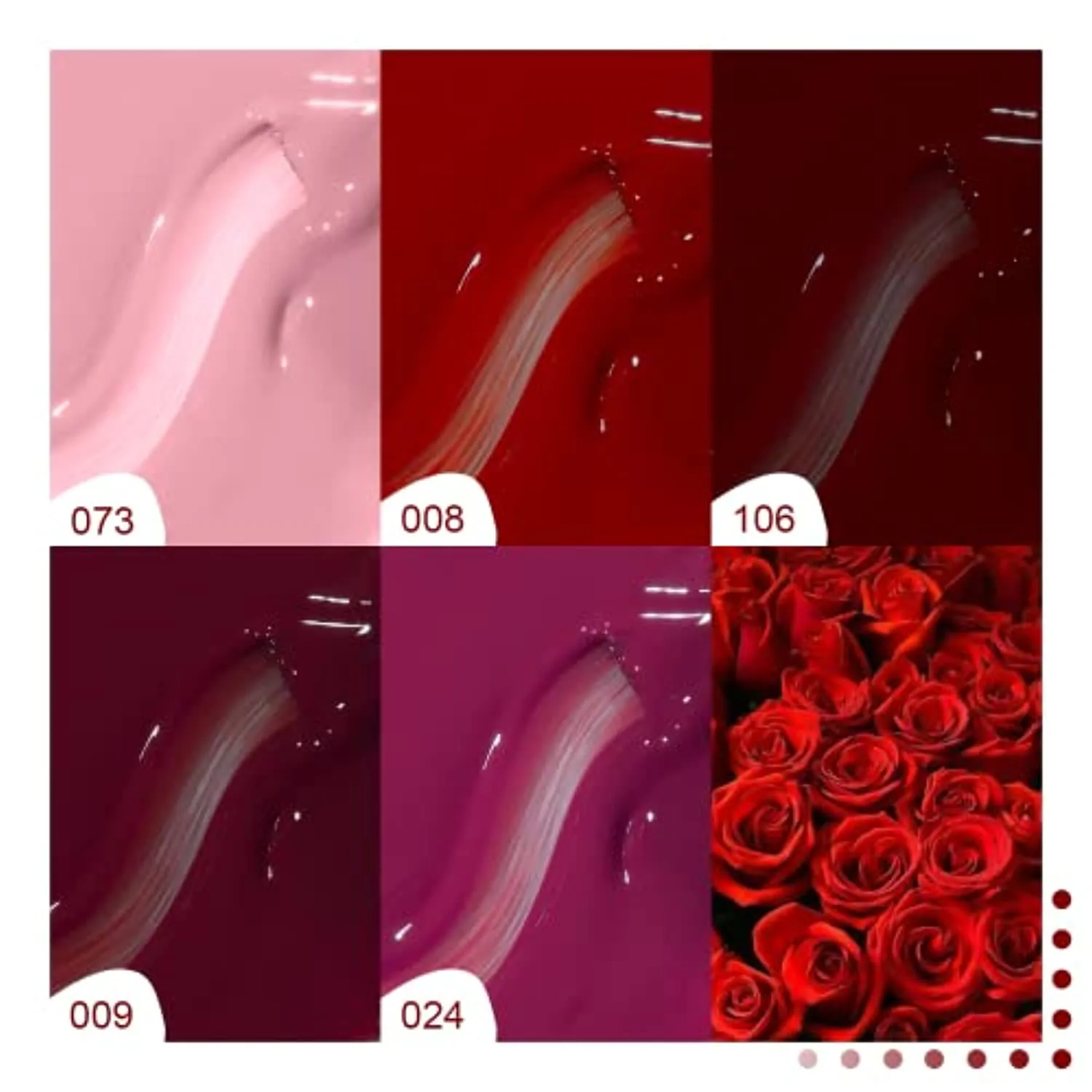 TOMICCA Dark Red Gel Nail Polish Set, Pink Red Silver Cherry Burgundy 6 Dark Colors, Soak Off UV LED, DIY at Home Starter Kit & Nail Art Salon Professional, Acrylic Nail Kit Gel Polish Non - Toxic - 6×8ml