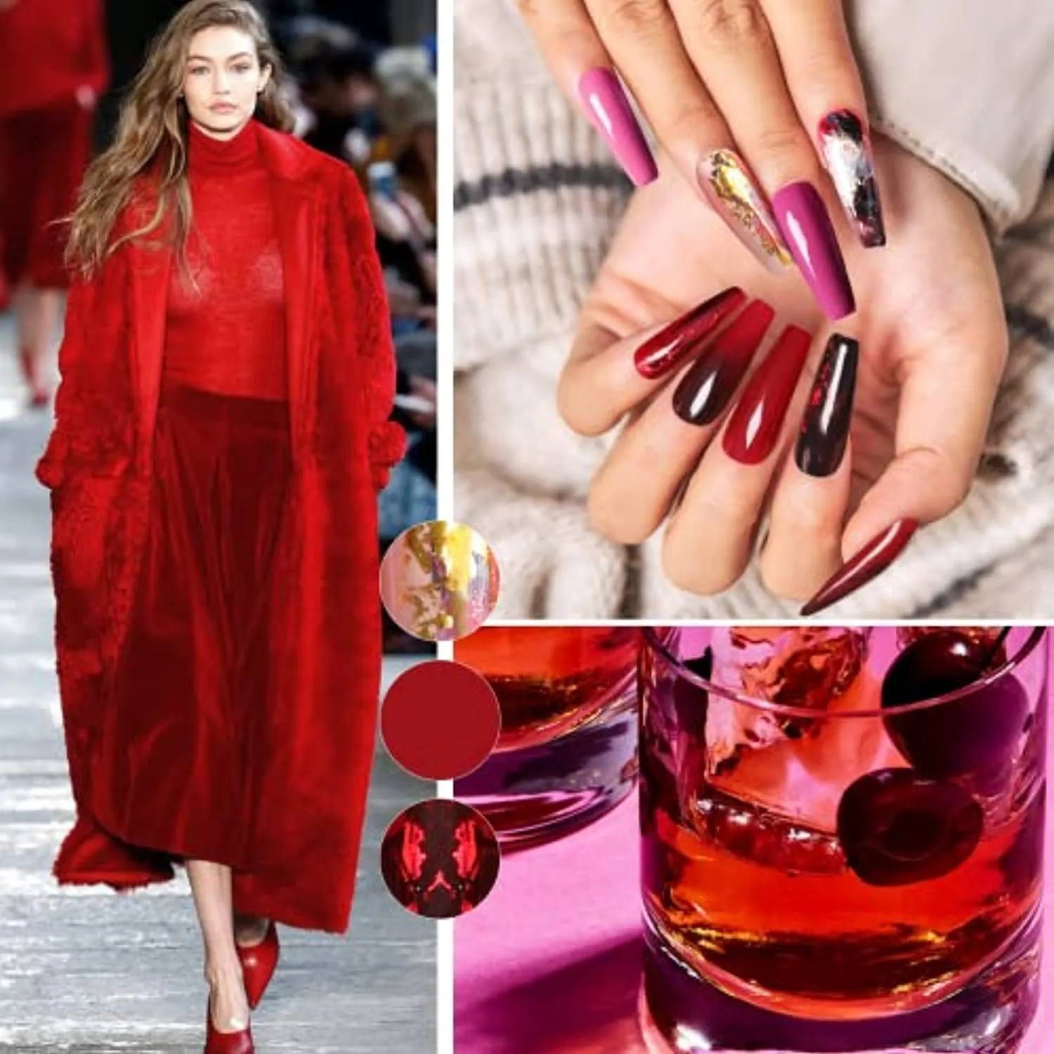 TOMICCA Dark Red Gel Nail Polish Set, Pink Red Silver Cherry Burgundy 6 Dark Colors, Soak Off UV LED, DIY at Home Starter Kit & Nail Art Salon Professional, Acrylic Nail Kit Gel Polish Non - Toxic - 6×8ml