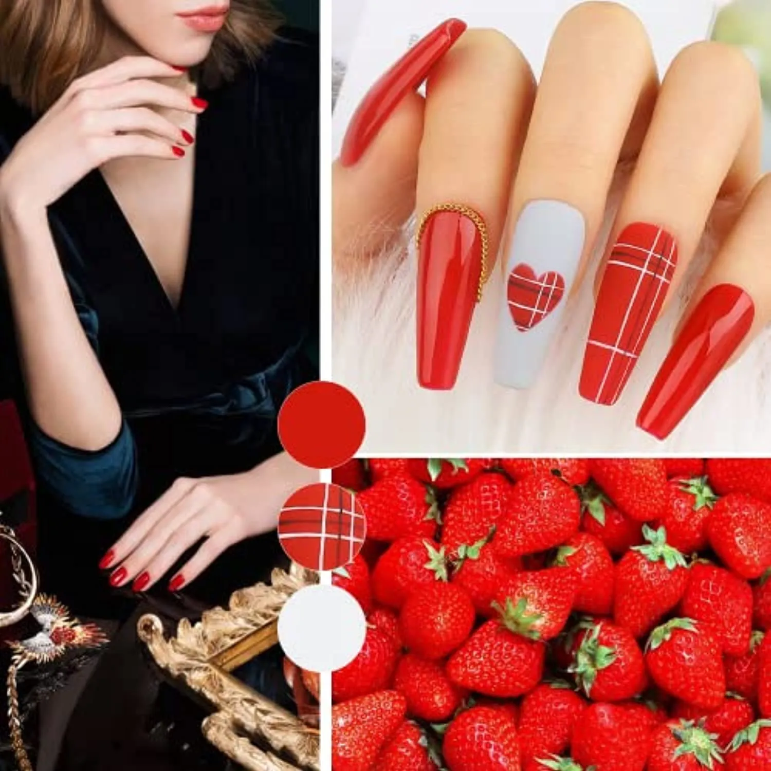 TOMICCA Dark Red Gel Nail Polish Set, Pink Red Silver Cherry Burgundy 6 Dark Colors, Soak Off UV LED, DIY at Home Starter Kit & Nail Art Salon Professional, Acrylic Nail Kit Gel Polish Non - Toxic - 6×8ml