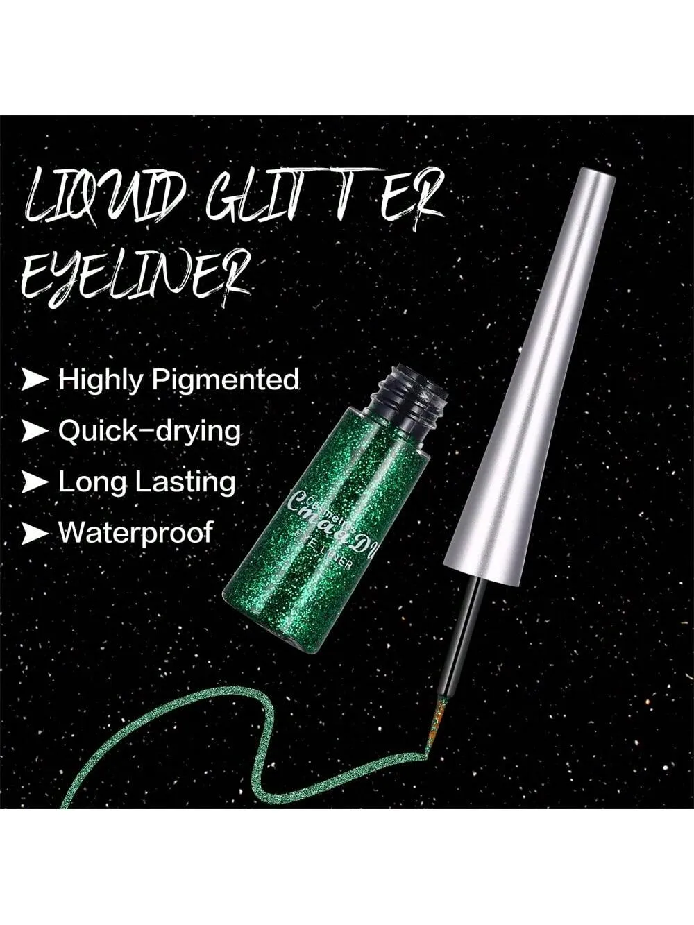 Waterproof Glitter Metallic Liquid Eyeliner Pencil - Smudge-Proof, Long-Lasting, Highly Pigmented, Dazzling Shimmer For Bold, Festive Looks - Quick-Dry, Smooth Application, Perfect Gift For Women